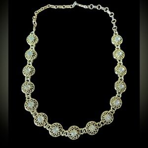Vintage Coro Filigree Choker Gold Tone AB Rhinestones